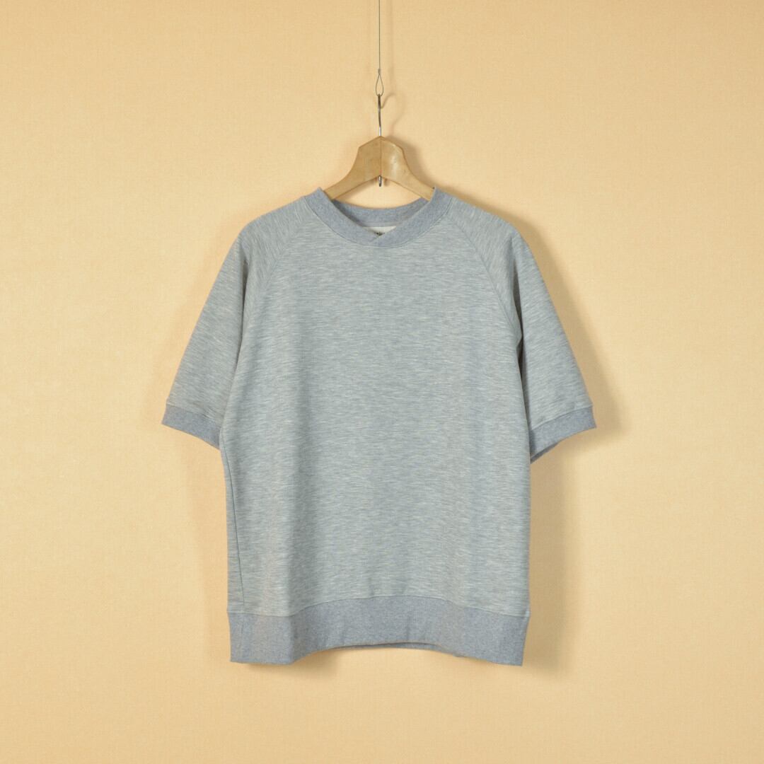 atelier naruse アトリエナルセ コットンリヨンセル裏毛半袖スウェット・ライト杢グレイ