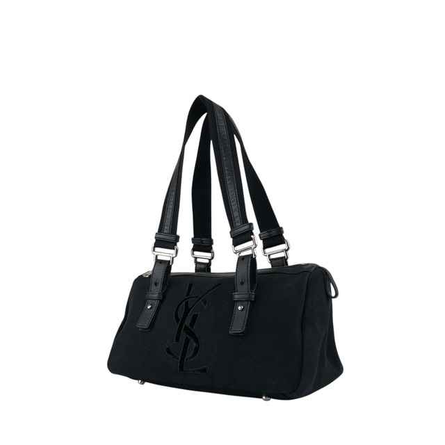 Yves Saint Laurent イヴ・サンローラン ハンドバッグ ブラック YSL キャンバス×レザー vintage ヴィンテージ オールド p825h3