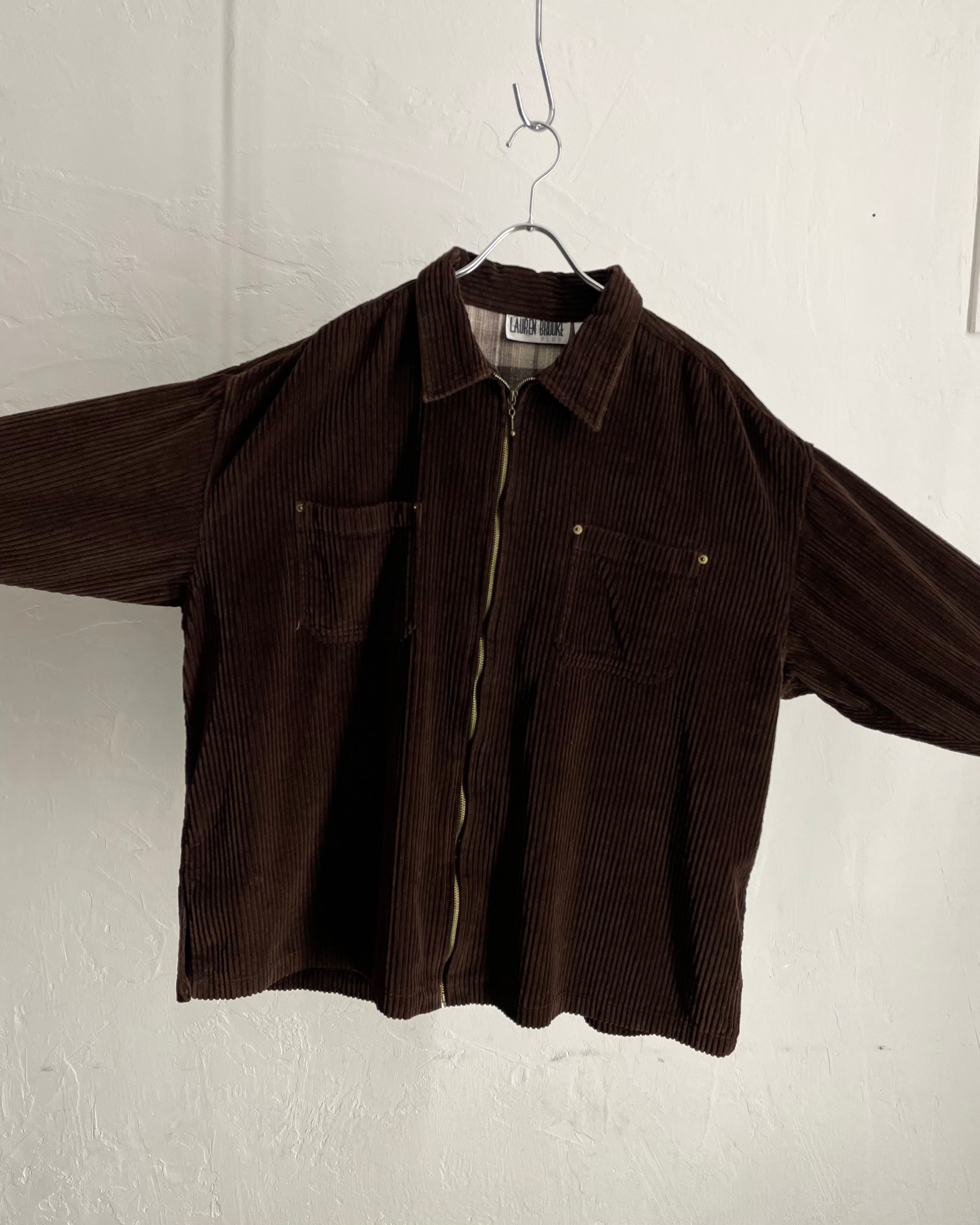 00s LAUREN BROOKE Zip-up Corduroy Shirt Jacket