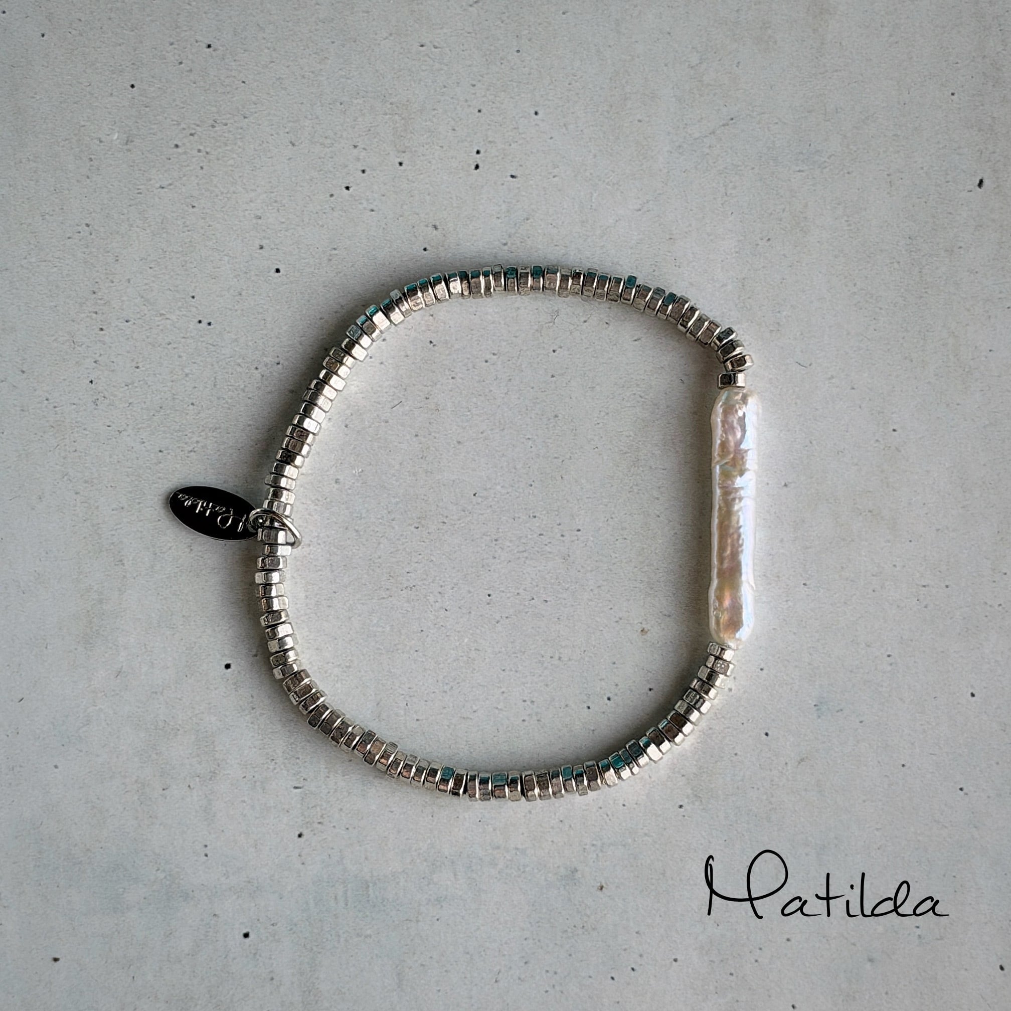 metal & stone bracelet(淡水パールA)