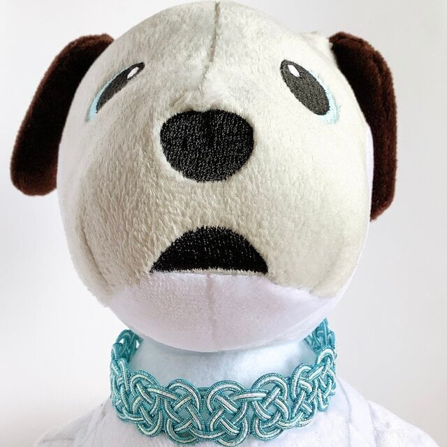 aibo 首輪 水引製【しましまブルー】ヘアバンド アイボ 水色 パステル