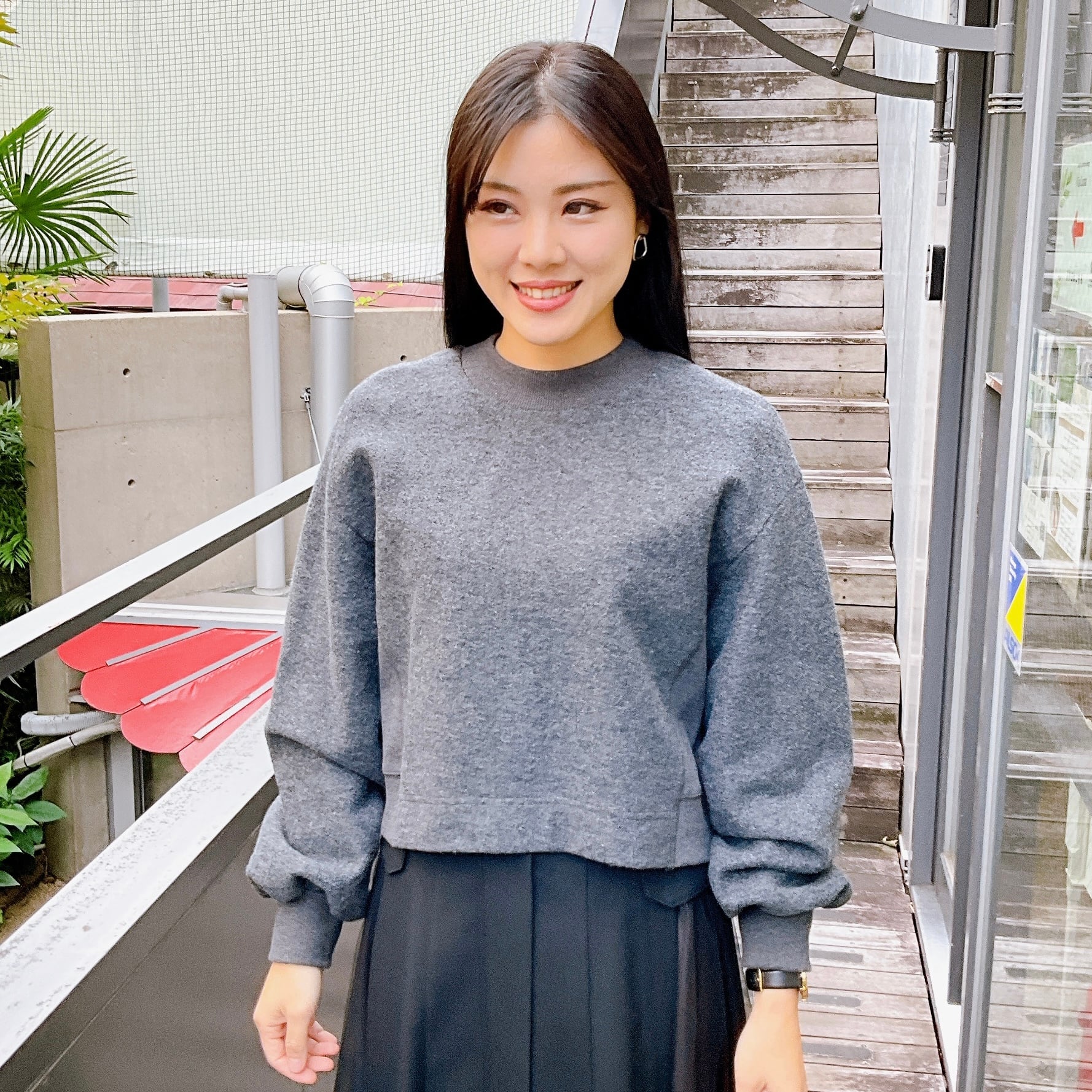 LEk cud(レカット)リブ切り替え ショート丈トレーナー 【446935】