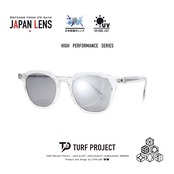 TURF PROJECT 日本製偏光レンズ搭載サングラス［クラウンパント］運を呼ぶ和柄デザイン付き  UV100％カット/UV400    ケース付き　形：クラウンパント　色：クリアー　レンズ：ライトグレー　/ TPPF-58275-col.4 BK