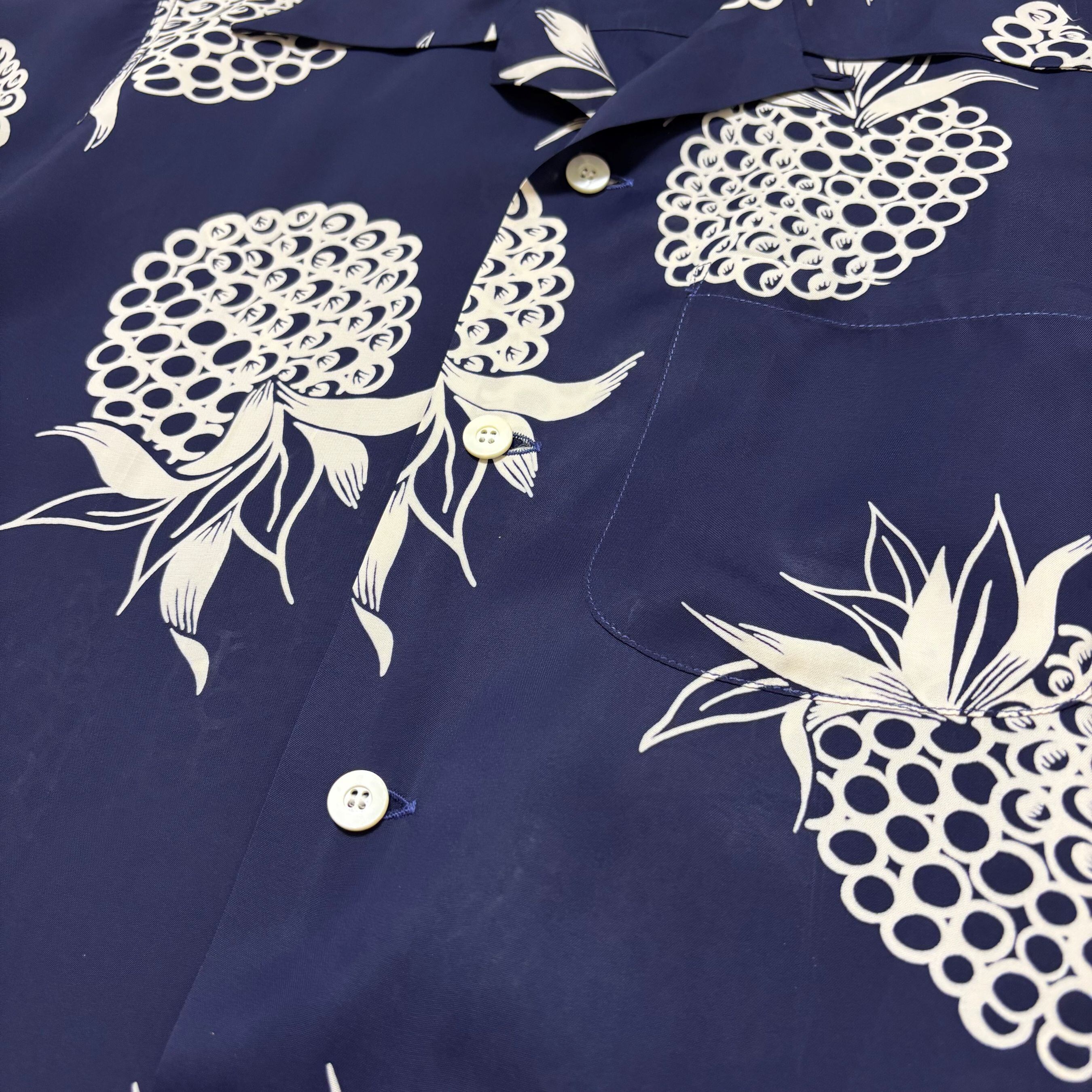 【未使用】サンサーフ　パイナップル　アロハシャツM◆古着ビンテージボタニカル花柄 中古 サンサーフ SUN SURF アロハシャツ PINEAPPLE パイナップル