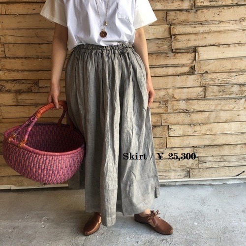ichi Antiquite's　草木染リネンスカート　スミ【送料無料】【SALE】