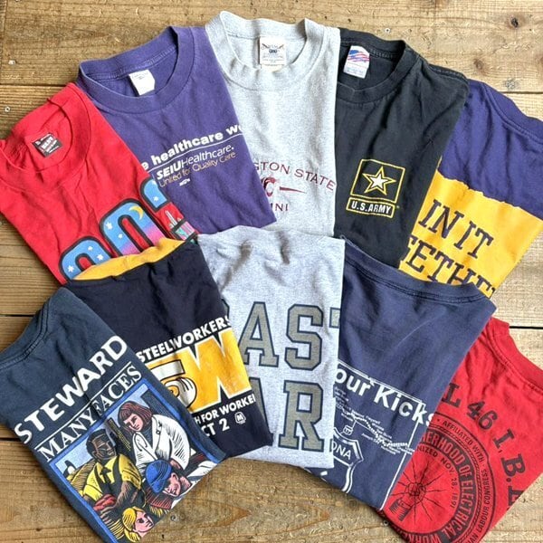 1点物◇USA製BaySideバックプリント赤ポケットTシャツ古着メンズXL