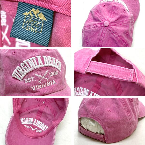 1点物◇ピンクVirginia Beachフェード帽子ベースボールキャップ古着