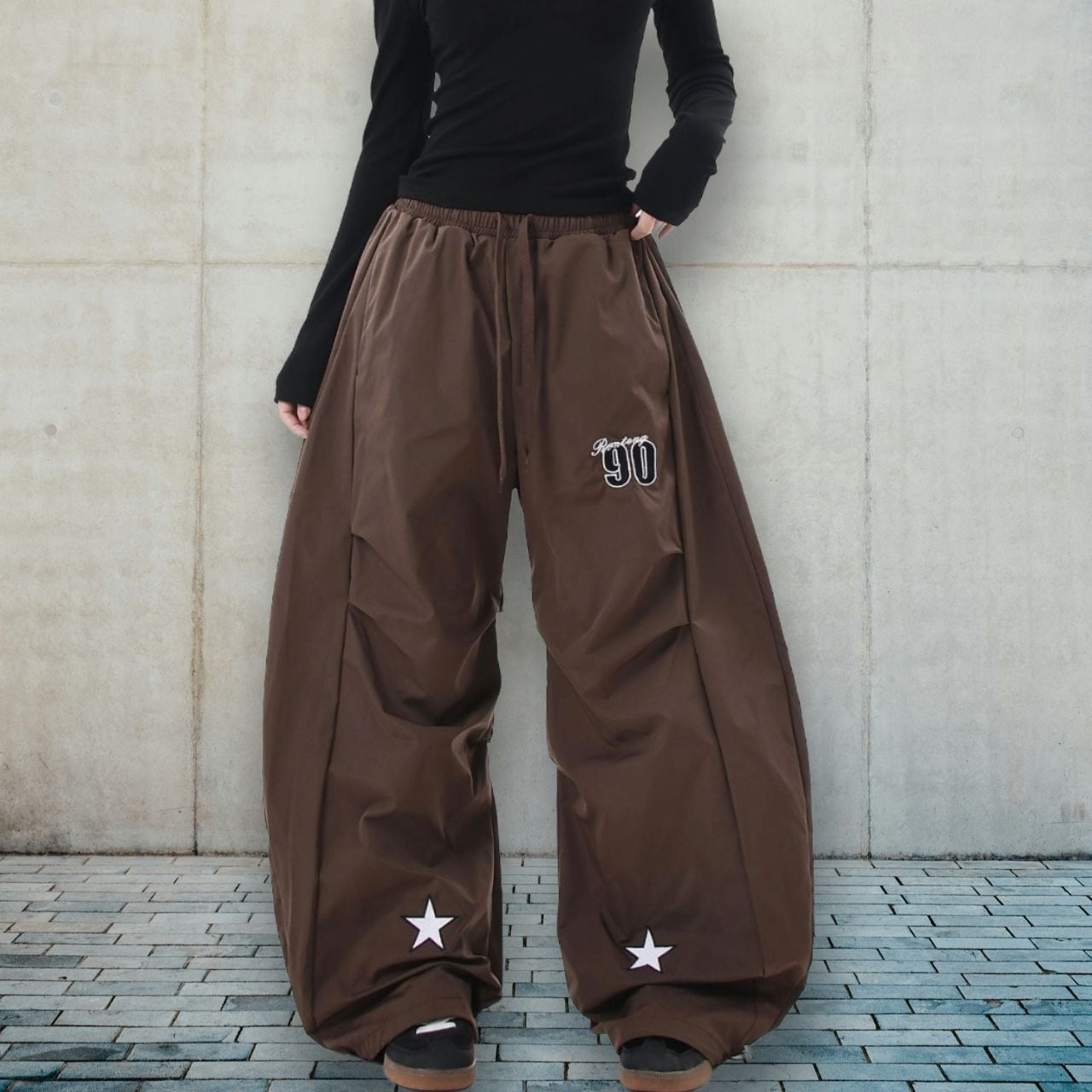 ナンバーロゴスターズワイドパンツ 2col R00882