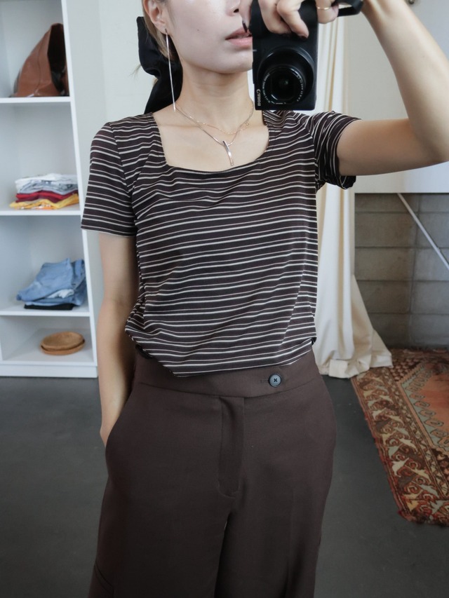 ＜vintage＞　brown  border tops
