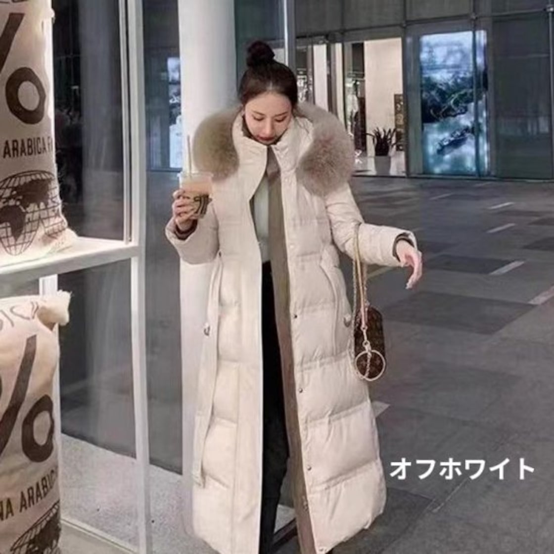 ダウンコート レディース ファーフード ロングコート ベルト付き 