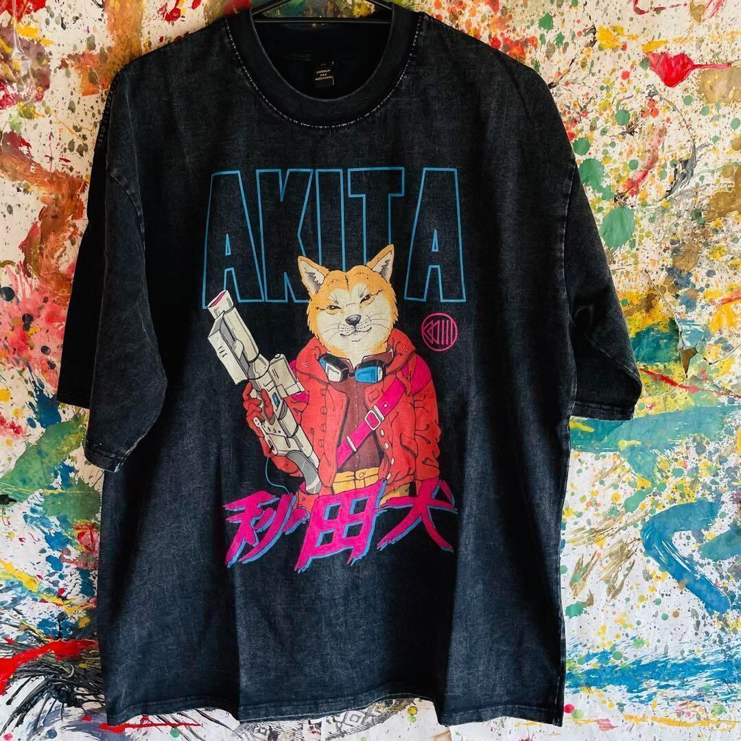 グレムリン ストライプ  メンズ ロンＴ 長袖 ダメージ 黒 L XL 秋 冬