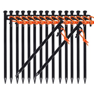 【新着特価】Soomloom スチール ソリッド ペグ テーク キャンプ設営用具 25CM (25cmブラック16本セット収納ケース付き(バージョンアップ))