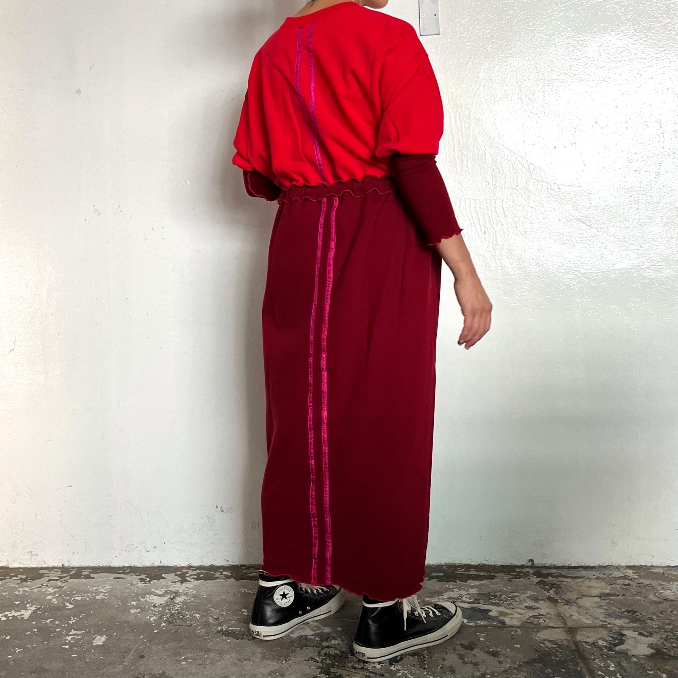 RehersalL：パフスリーブスウェットワンピース Color：Red | chilly