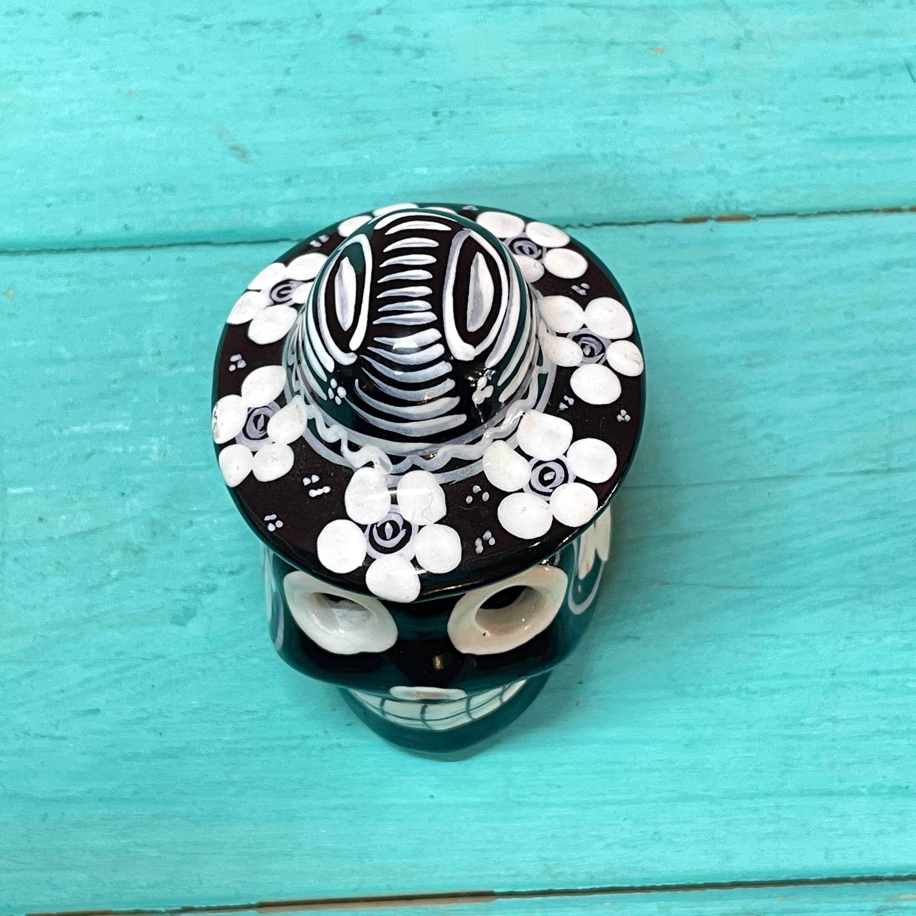 メキシコシティ 陶器のカラベラ ソンブレロ BK Mexico city Calavera