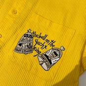 CASTELBAJAC カステルバジャック キャラ刺繍 コーデュロイ風 ストライプ ボタンダウン 長袖シャツ 2 /イエロー