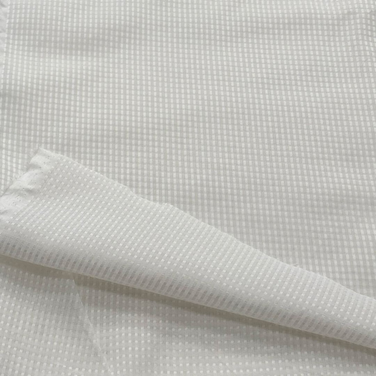 TC019◆2m◆SM◆綿ポリエステル混シースルー生地◆小チェック◆ホワイト