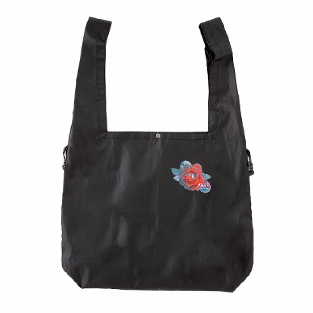 ショルダーバッグ 黒 バラ 【大容量】21L  薔薇 ブラック rose  バッグ トートバッグ