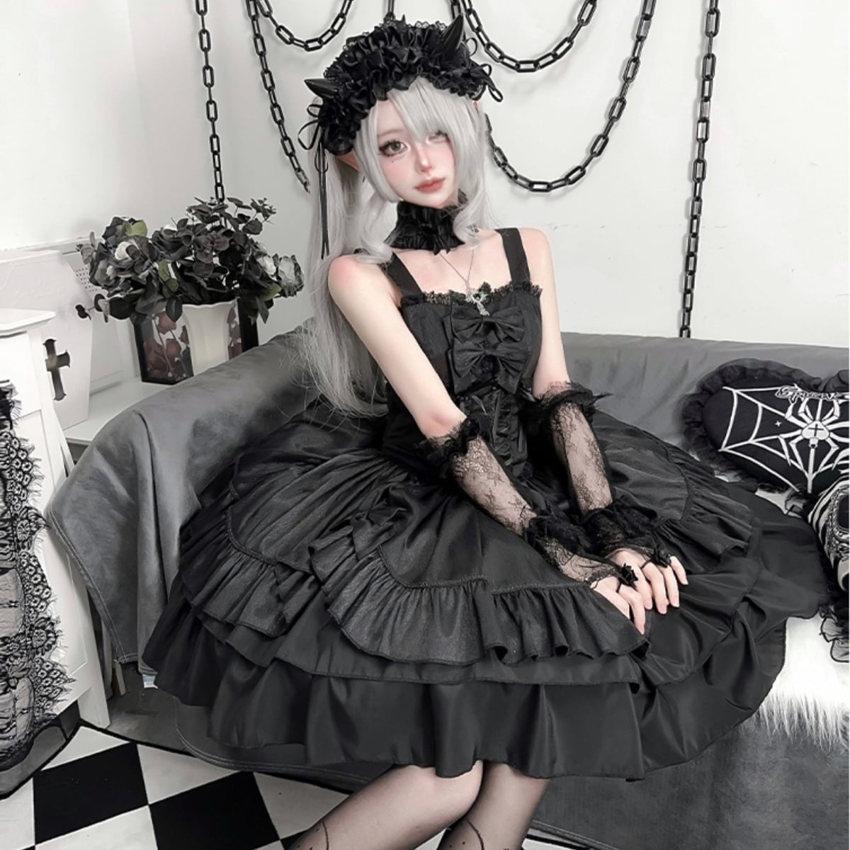 SEASONZ ゴスロリ 甘辛MIX 地雷系 ドレス ダークファッション ネック