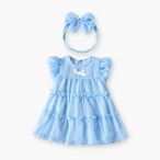 ドットチュールのティアードワンピース