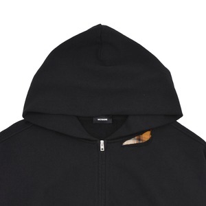 【WE11DONE】BLACK REPAIRED ZIP-UP HOODIE