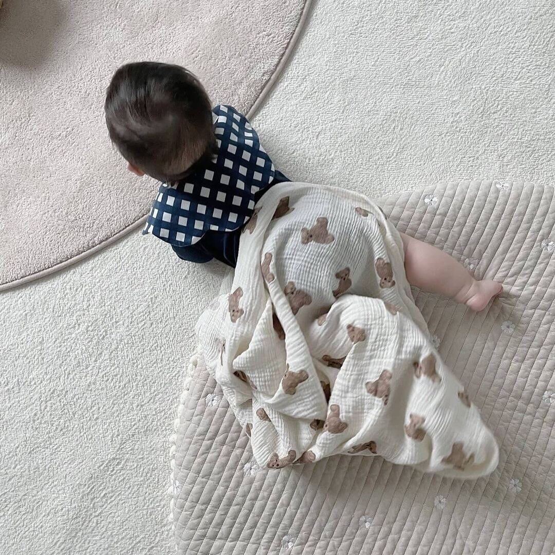 送料無料☆予約商品】くま柄ガーゼブランケット おくるみ