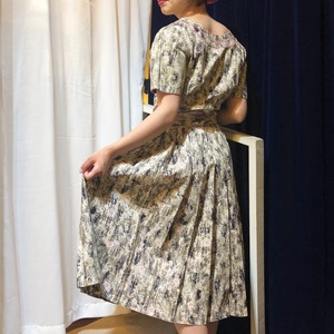 VINTAGE 50’s brown × pink cotton dress