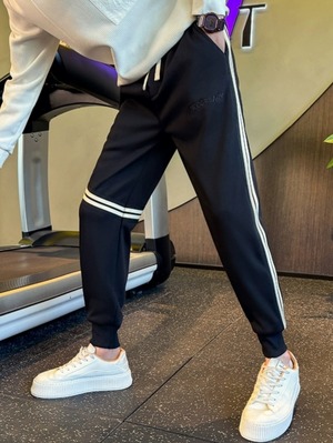 RIBBON STRIPE PATCHWORK SWEATPANTS  K0112