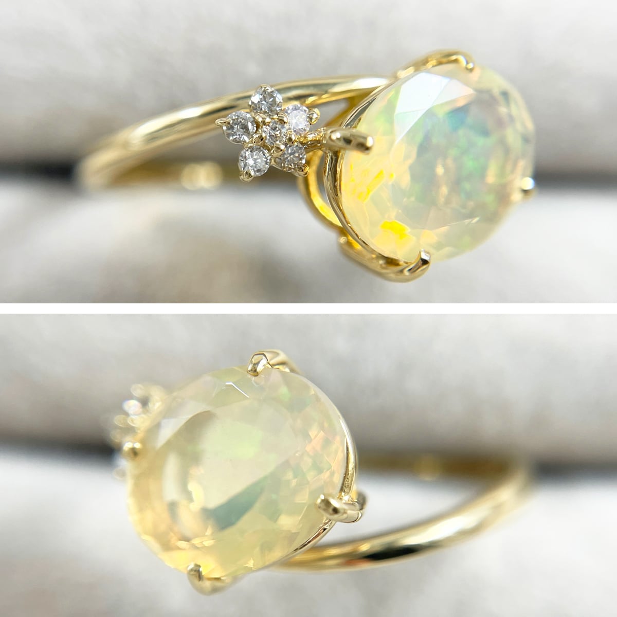 K18 天然オパール 1.58ct 天然ダイヤモンド 0.05ct リング | JEWELRY  