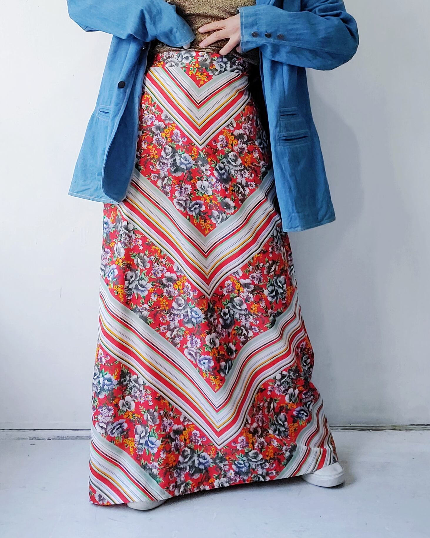 EURO VINTAGE / OPTI ZIPPER 60s GERMAN VINTAGE LONG SKIRT