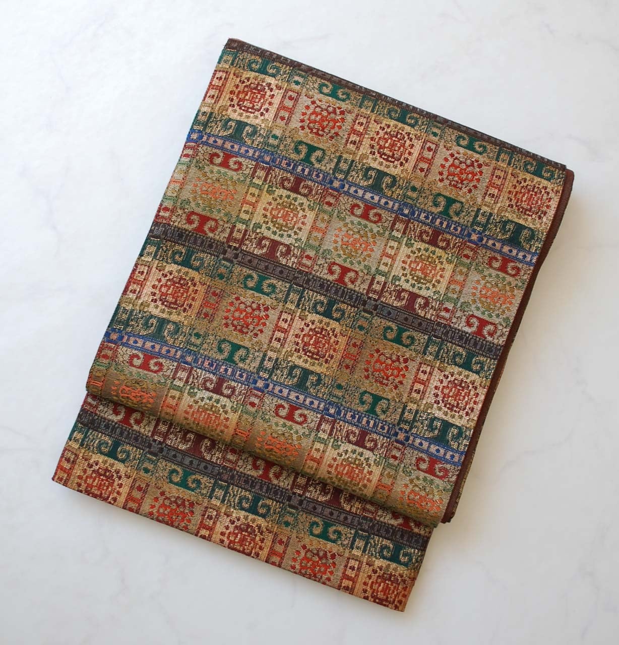 【ふくろ帯】洛風林 帯屋捨松製 アズレージョ文様 ふくろ帯