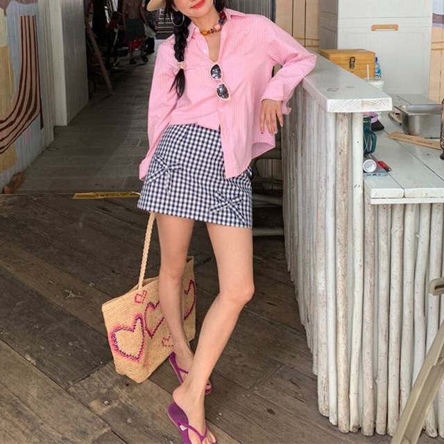 Gingham check mini skirt　M2957