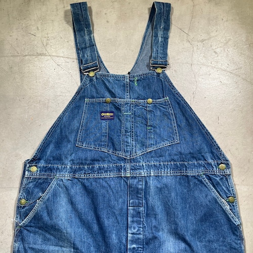 ~60's OSH KOSH B'GOSH オシュコシュ デニムオーバーオール ビッグサイズ W48インチ 裾カットオフ サンフェード  希少 ヴィンテージ BA-1717 RM2136H