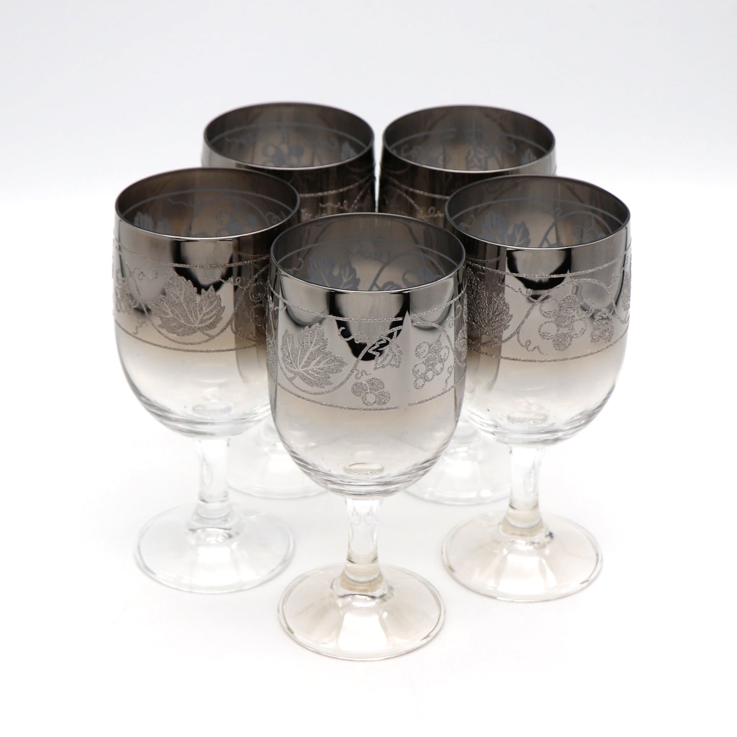 彫刻グラス・5客セット・ワイングラス・グラデーショングラス