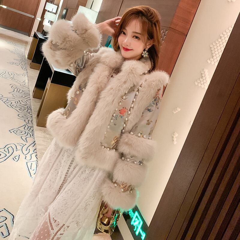 スタイルスタンダード刺繍ファーショートコート オータムウィンター レトロ 秋物 冬物 MIUCO21844264494