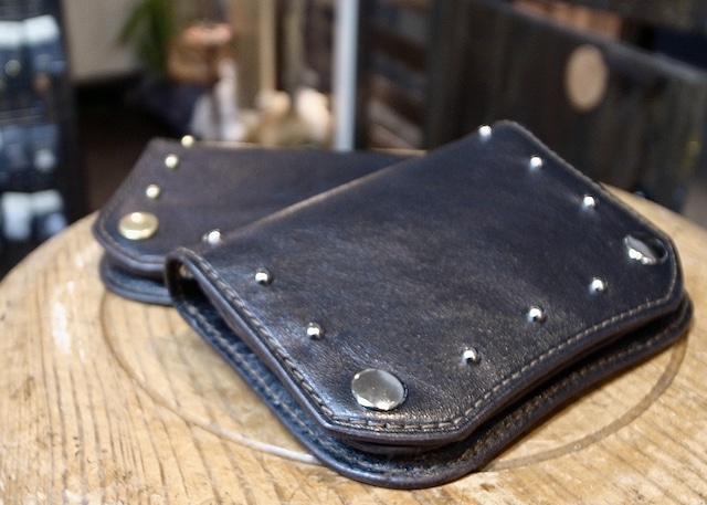 Groover Leather グルーバーレザー　薄型ミニ財布　　GLS-101H Ｌ型ジップ小型ウォレット 隠しワンスタースタッズ　ミニウォレット