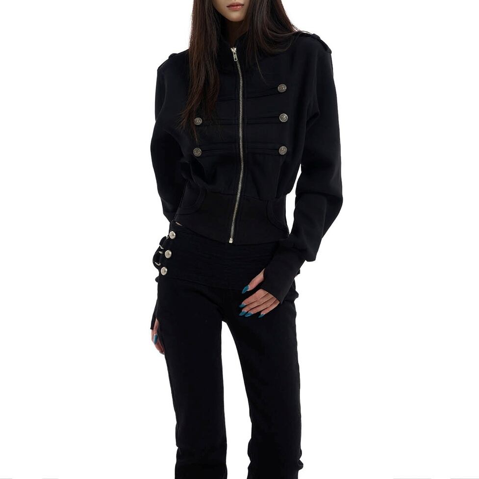 double button sweat jacket / l0945