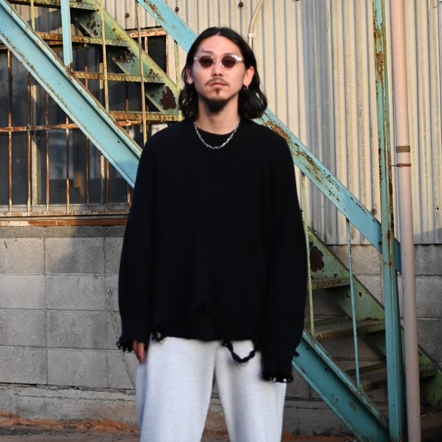 Leh / GANKO別注×damage waffle L/S sweater sizeS LAST1