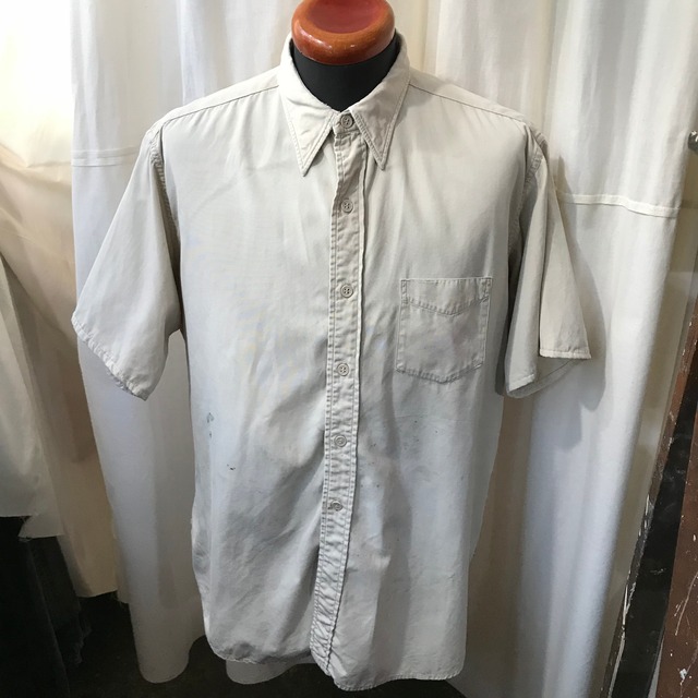 50's vintage マチ付きシャツ コットン　メンズXL