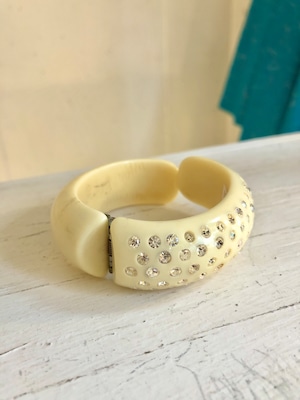 vintage cream white rhinestone bangle