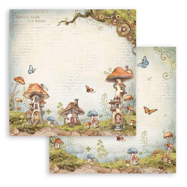 Stamperia Scrapbooking Small Pad 8インチ Double Faced - Hidden Grove　両面デザインペーパーパッド10枚入り　SBBS124【Stamperia（スタンぺリア）】[ST-137p]