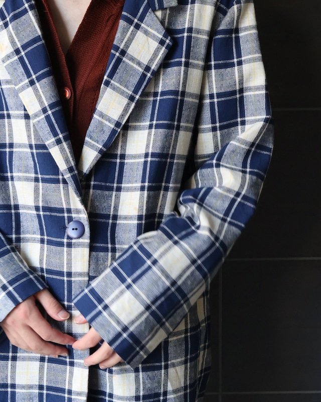 Oversized checked single tailored jacket