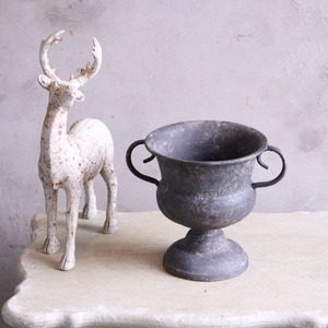 mondimanche ブリキ植木鉢　シャビーハンドルカップSDGY　UF657|　１ポット植え込みのシャビーシックな鉢　お玄関がオシャレに変わります