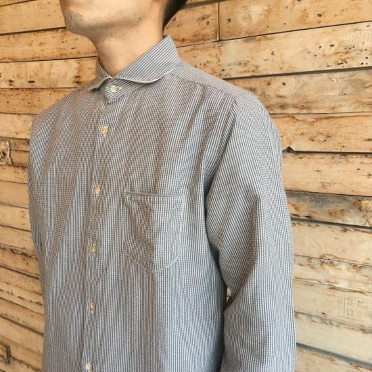 DNL Italy ホリゾンタルカラースリムシャツ　グレー 【SALE】