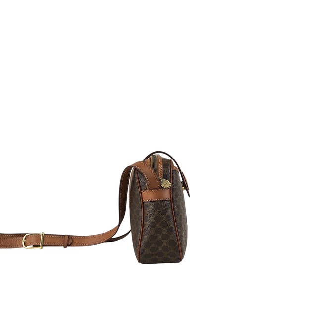 CELINE セリーヌ マカダム ショルダーバッグ ブラウン ブラゾン型押し PVC vintage ヴィンテージ オールド whw3hb
