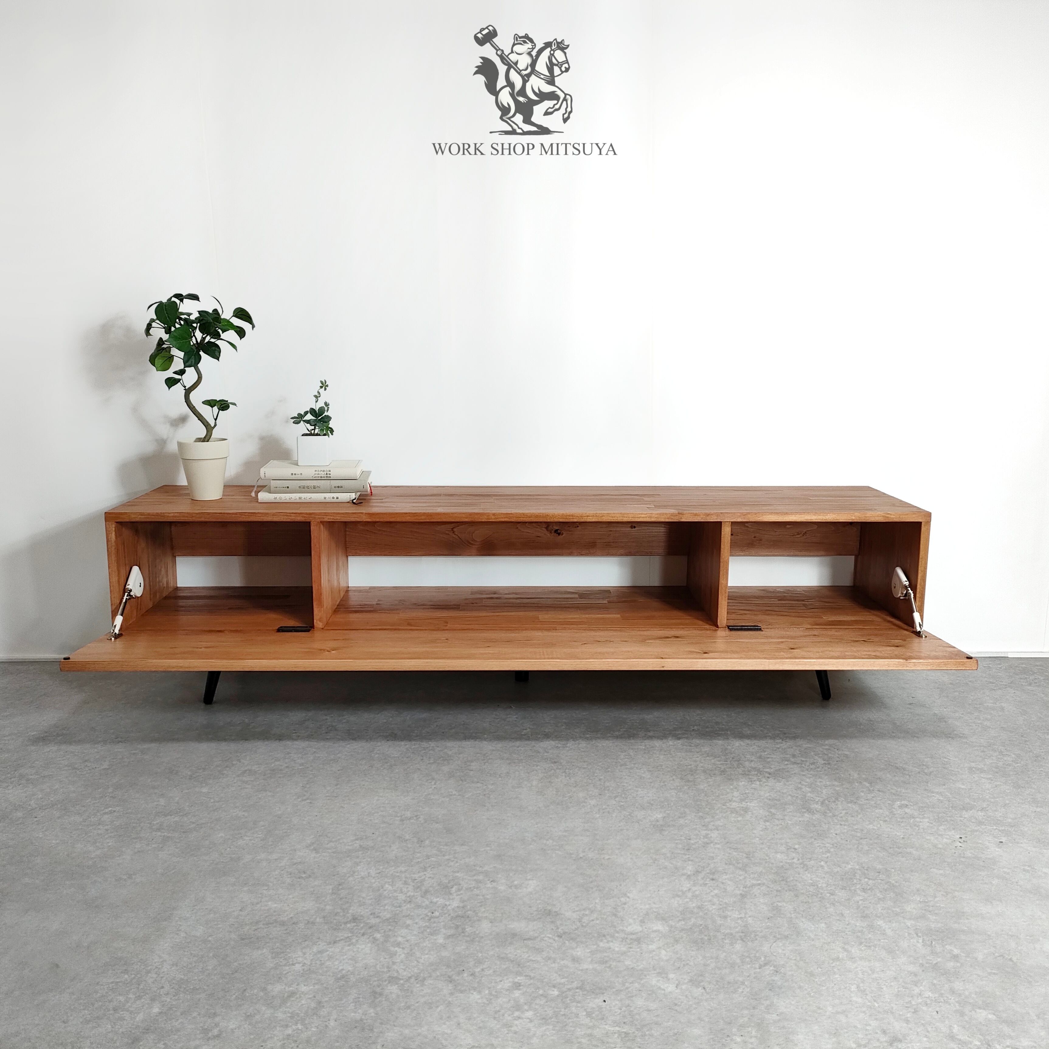 TV wood board BLACK W1600D370H405 | mitsuya工房 （株式会社 MITSUYA）