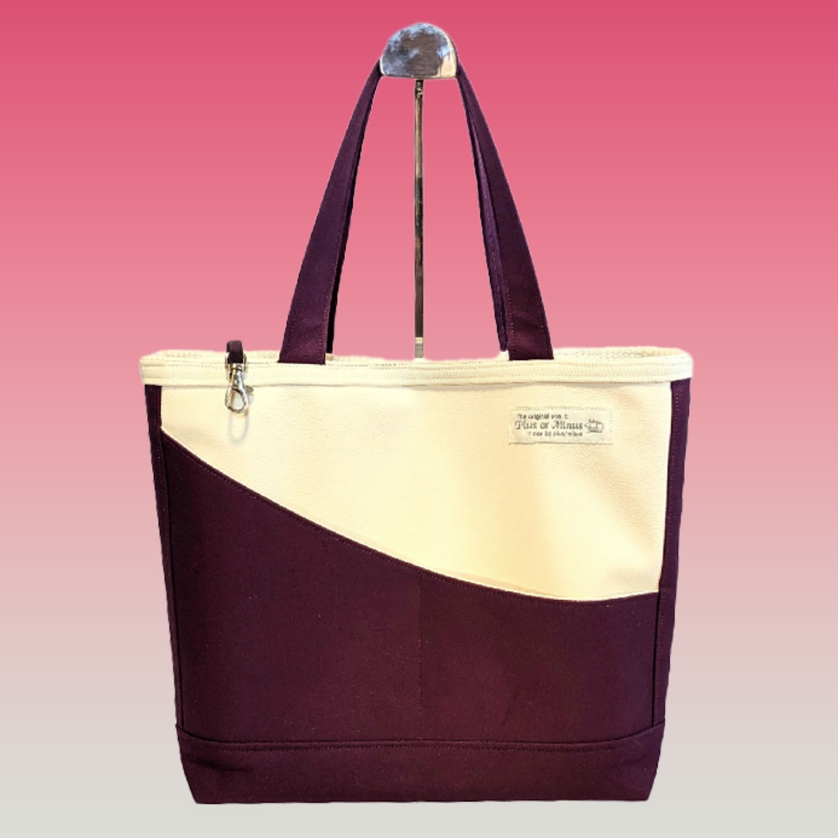 ボルドー×アイボリーのバイカラーバッグ（PVCレザー使用