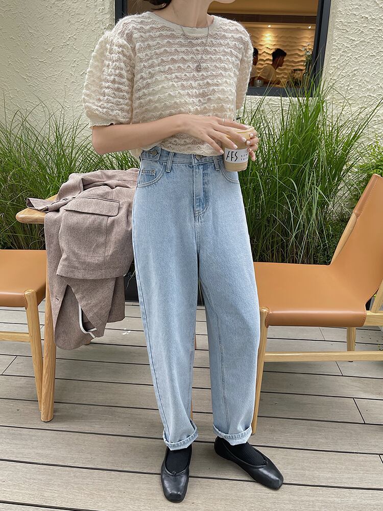 ジーンズ オータムルーズカジュアルハイウェスト レッド 秋物 ビッグFスモールZ韓国69142213002