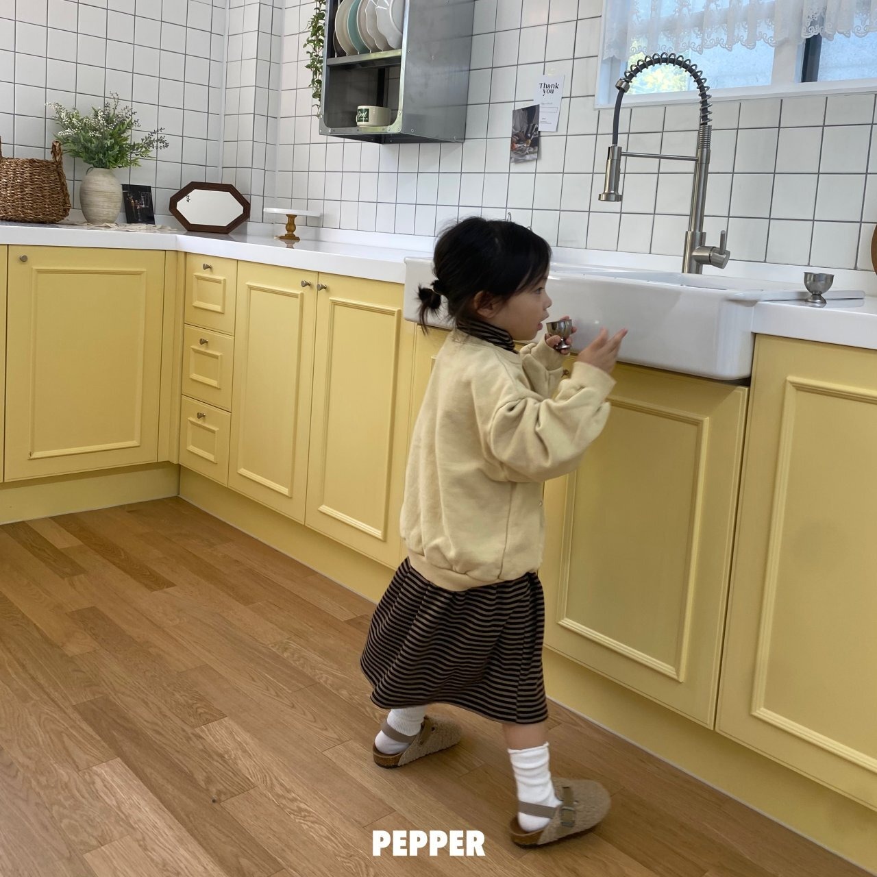 【Pepper】ネコスウェット クリーム  80〜120cm 241121 - 3