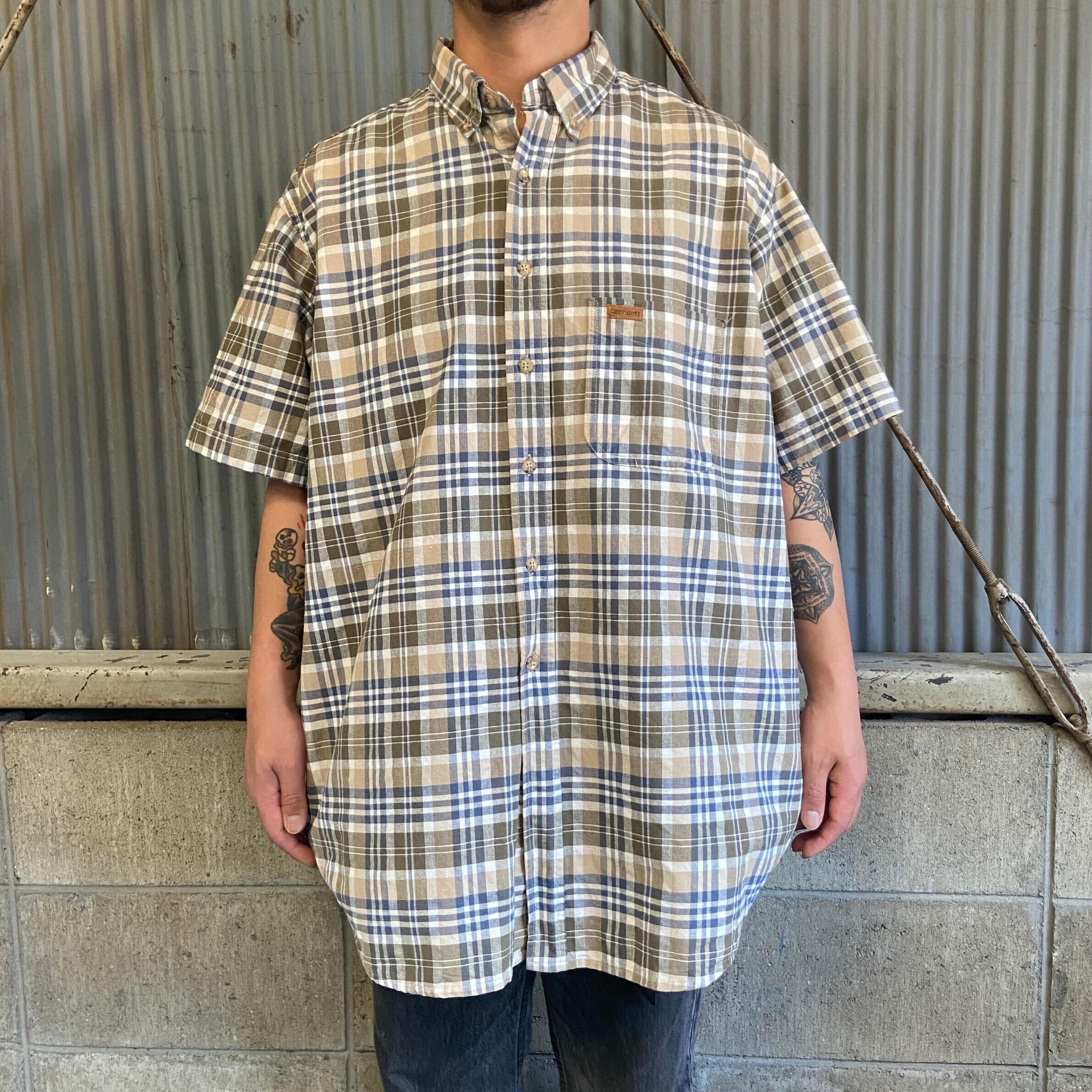 CLUTCH チェック 半袖シャツ 個性的 90'S ヴィンテージ レア Y2K 90年代 Carhartt カーハート チェック柄 半袖シャツ ボタンダウン
