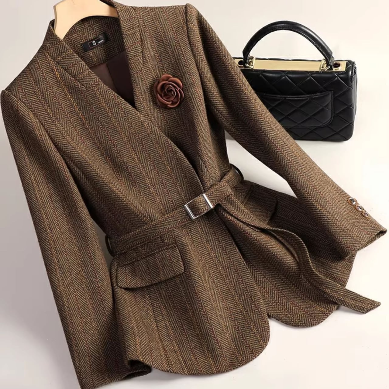 Belted Hip-Length Wrap Jacket L00494